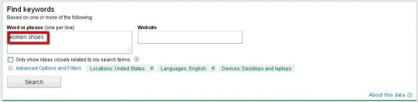 Google Adwords Keyword Tool