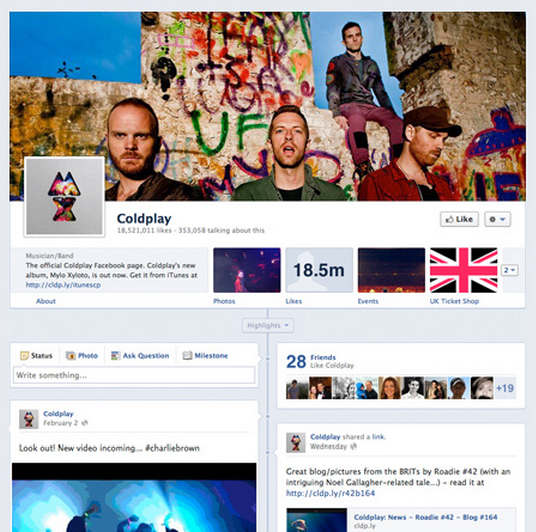 Coldplay Facebook Page