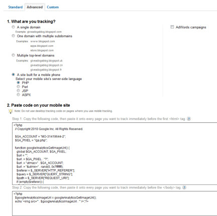 Code for mobile app analytics