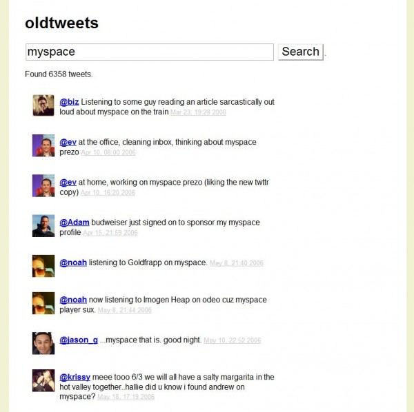 MySpace Old Tweets