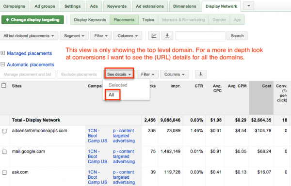 Placement URL Report