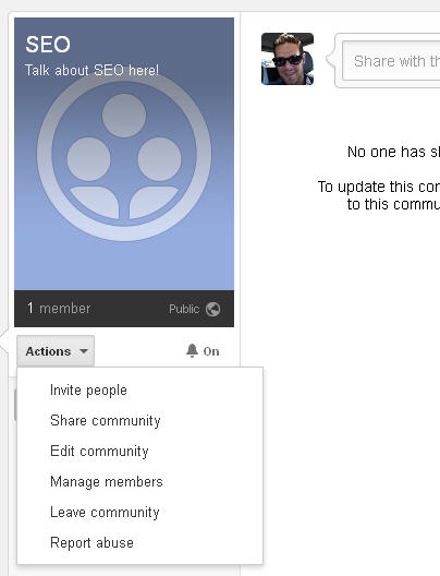 Admin Google + Communities Sidebar