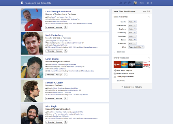 Facebook Graph Search Example