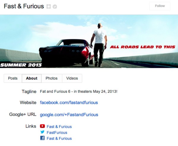 Fast & Furious - Google+-1