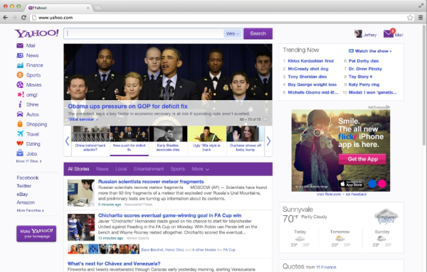 New Yahoo homepage