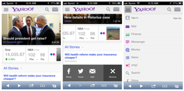 New mobile yahoo 