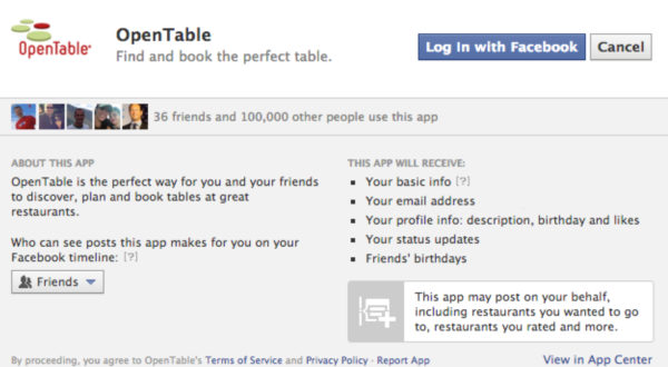 fb opentable