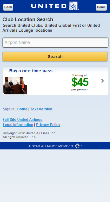 And clicking on United Club allows you to buy a one-time pass.