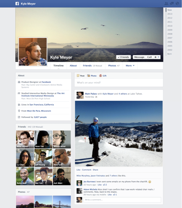 facebook profile timeline layout