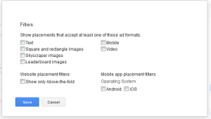 Google Display Planner Filters