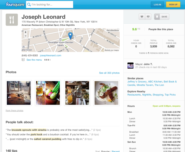 Foursquare redesign current page 1