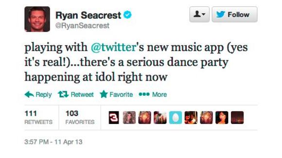 ryan seacrest twitter music app