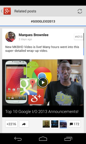 Google+ App for Android Hashtags Related Posts