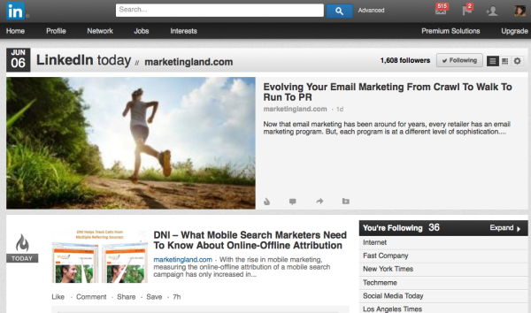 Marketing Land LinkedIn Today Page