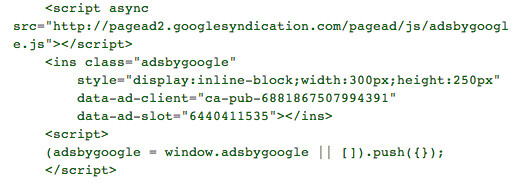 AdSense asynchronous ad code example