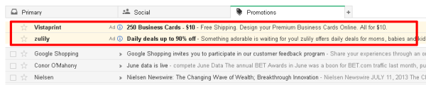 Gmail Promotions Ads