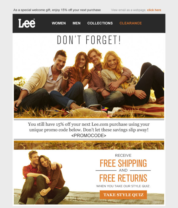 Lee Jeans Welcome Reminder