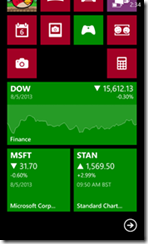 Bing finance live tile