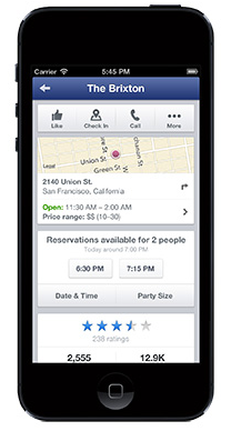 Facebook Mobile Adds Ability to Make OpenTable Reservations, View Table Listings
