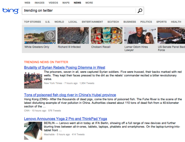 Bing News Now Features Trending Topics From Facebook And Twitter