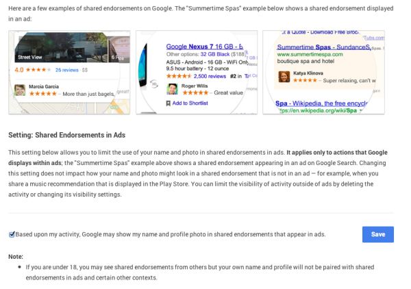 Google Shared Endorsements