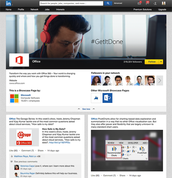 Linkedin Showcase Page Example Nov 2013