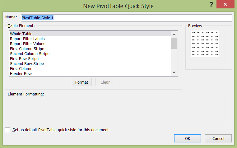 pivot table styles