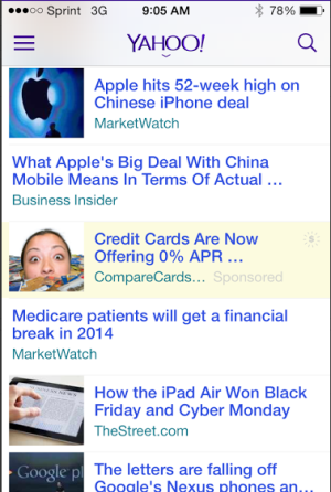 Yahoo native ads