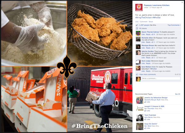 Popeyes Facebook Post Using WhoDat Hashtag