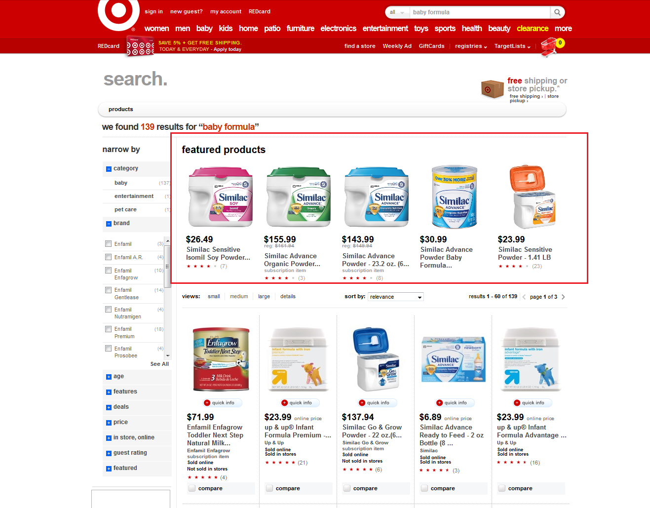 Target search Similac