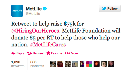 Twitter   MetLife  Retweet To Help Raise  75k    