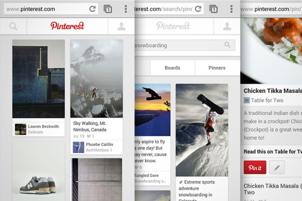 Pinterest's mobile optimized site Feb 2014