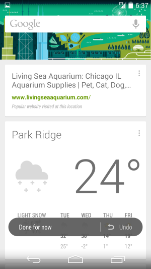 Google Now suggested this pet store page because it's a popular site within a mile of where I was, though I'm not a pet owner and have never visited the site. 