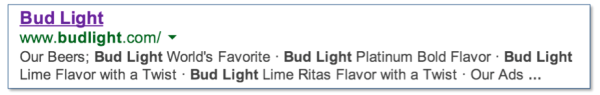 Bud Light SERP