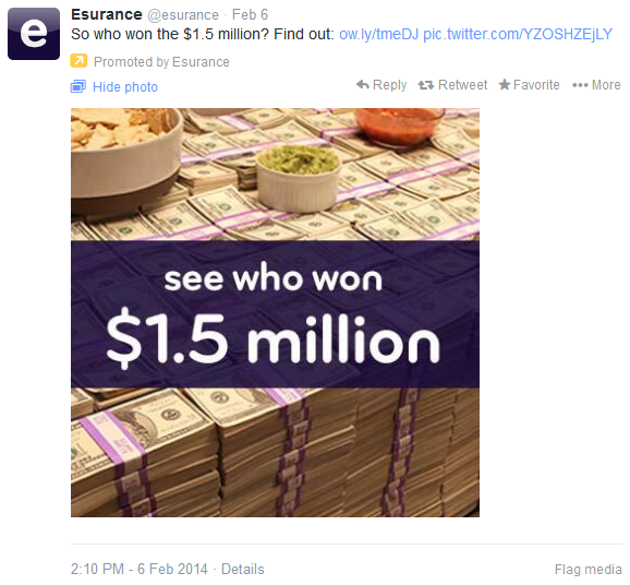 Esurance Twitter Sweepstakes Winner