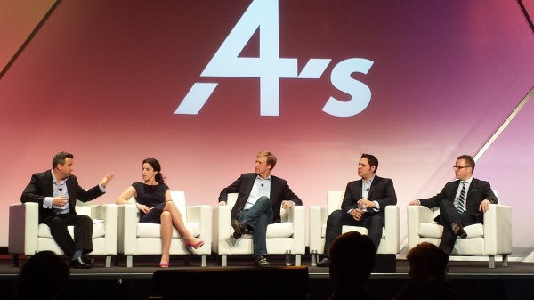 From left, speakers from Nestle, 360i, Twitter & Facebook discuss social media