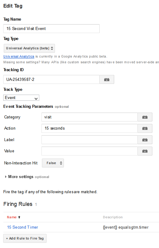 Sending an event to Google Analytics in Google Tag Manager.