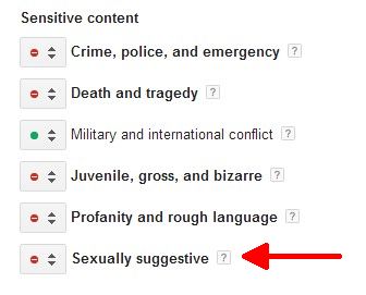 AdWords Sensitive content categories