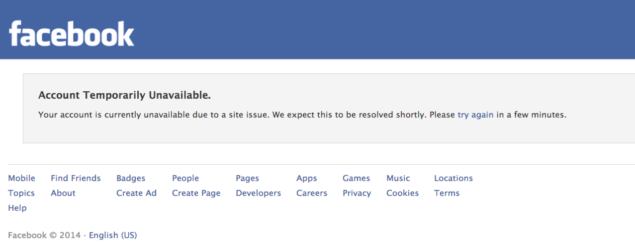 Facebook Login is currently unavailable for this app. 