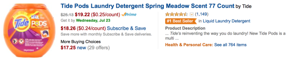 amazon listing for tide detergent