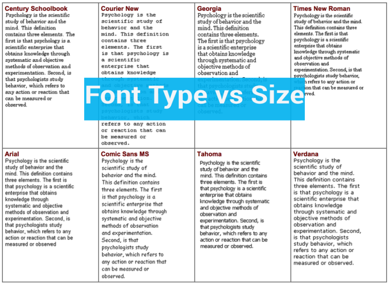 essay tips font size