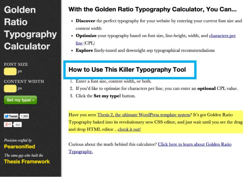 the Golden Ratio Typography Calculator