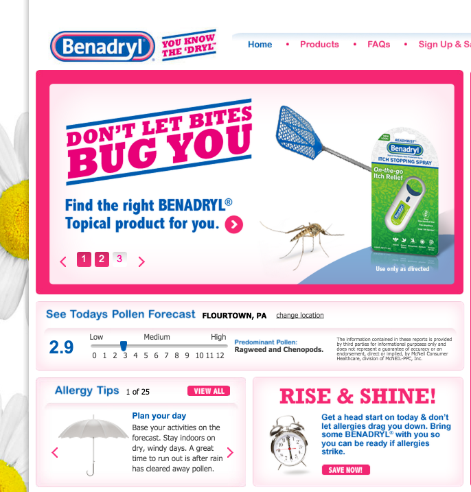 benadryl landing page