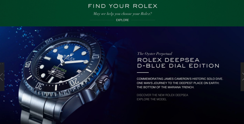 Rolex landing page