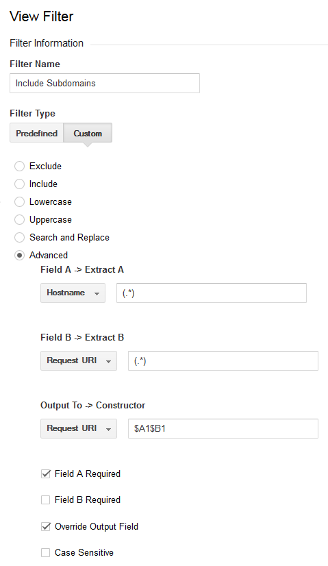 How to add subdomains to the URLs that Google Analytics records.