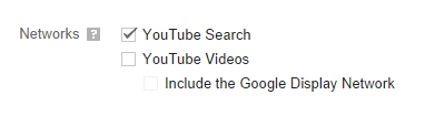 AdWords Video Campaigns -- Network Options