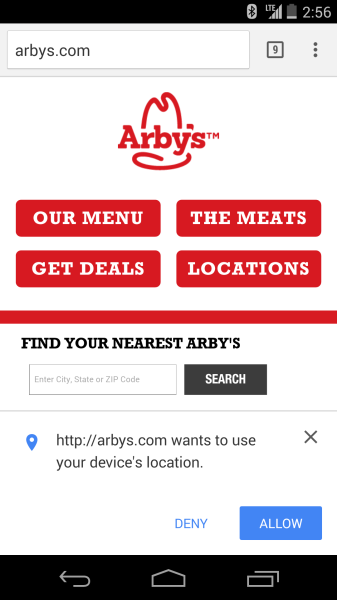 arbys mobile website