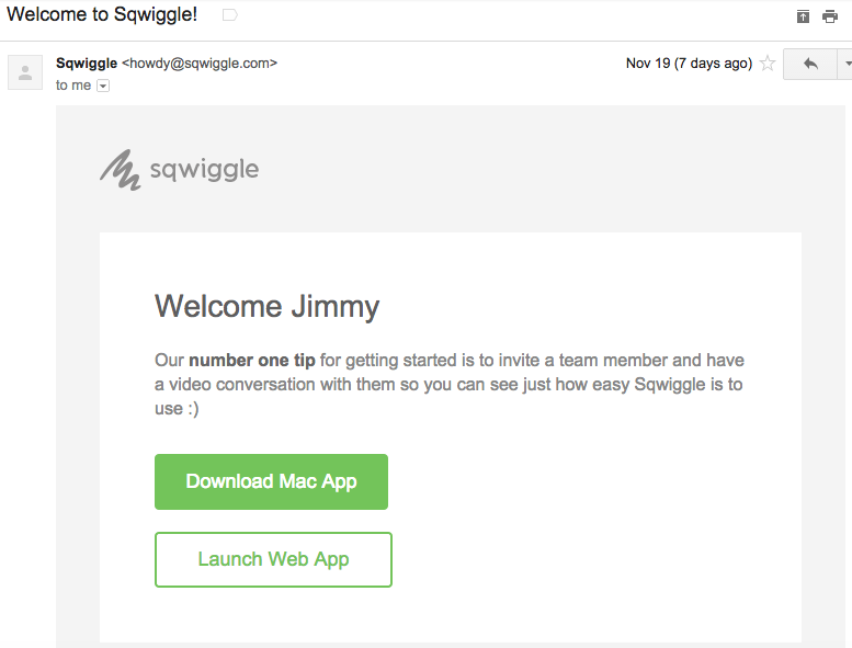 sqwiggle welcome email