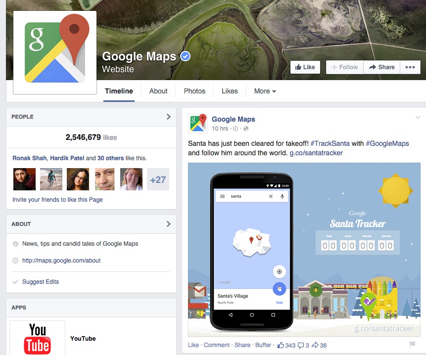 Google Maps Facebook Santa Tracking 2014