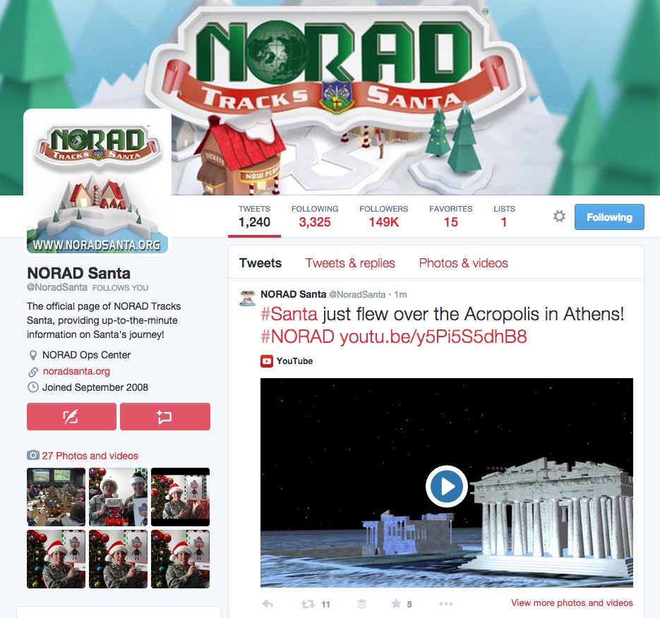 NORAD Twitter 2014